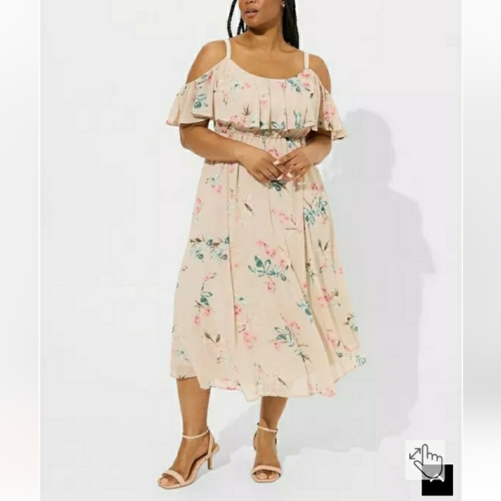Plus Size New 4x Torrid Summer Vacation Dress Orchid Cold Shoulder